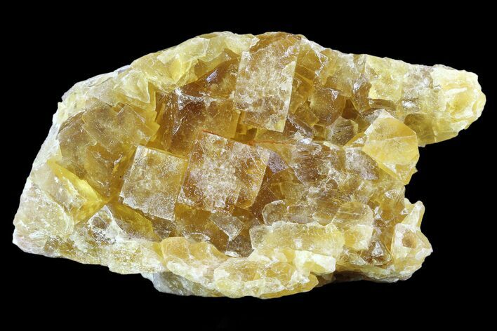 Lustrous Yellow Cubic Fluorite Crystal Cluster - Morocco #84305